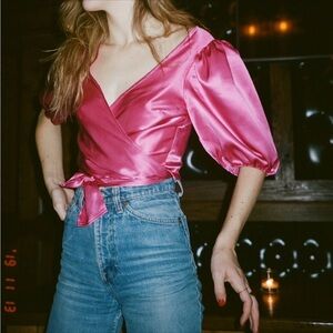 Reformation Vintage Wrap Front Silk Blouse